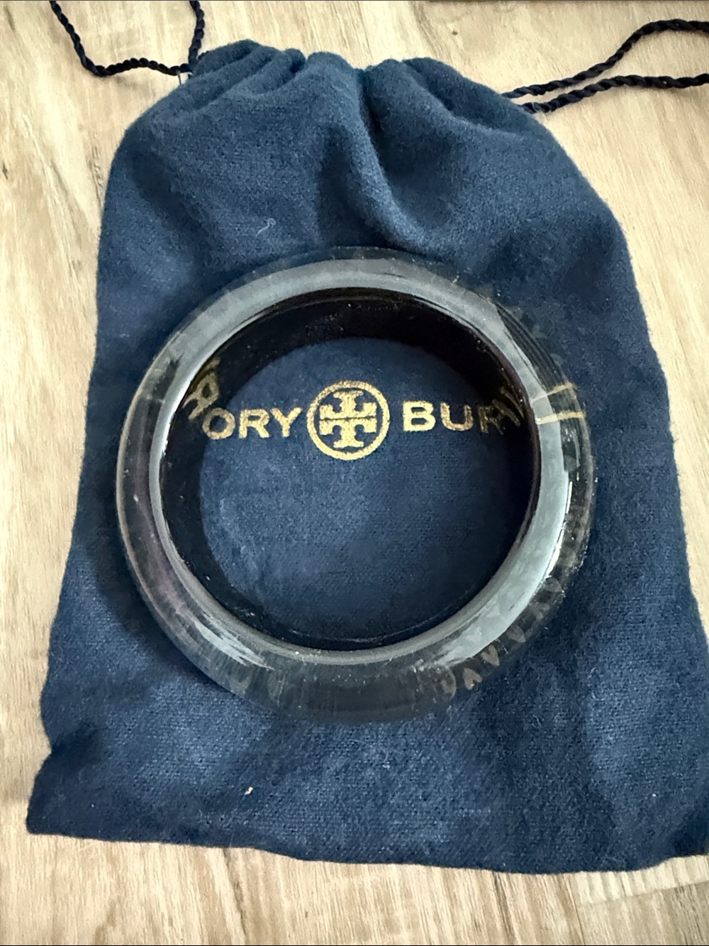 Tory Burch  Resin & Gold Logo Edge Bangle